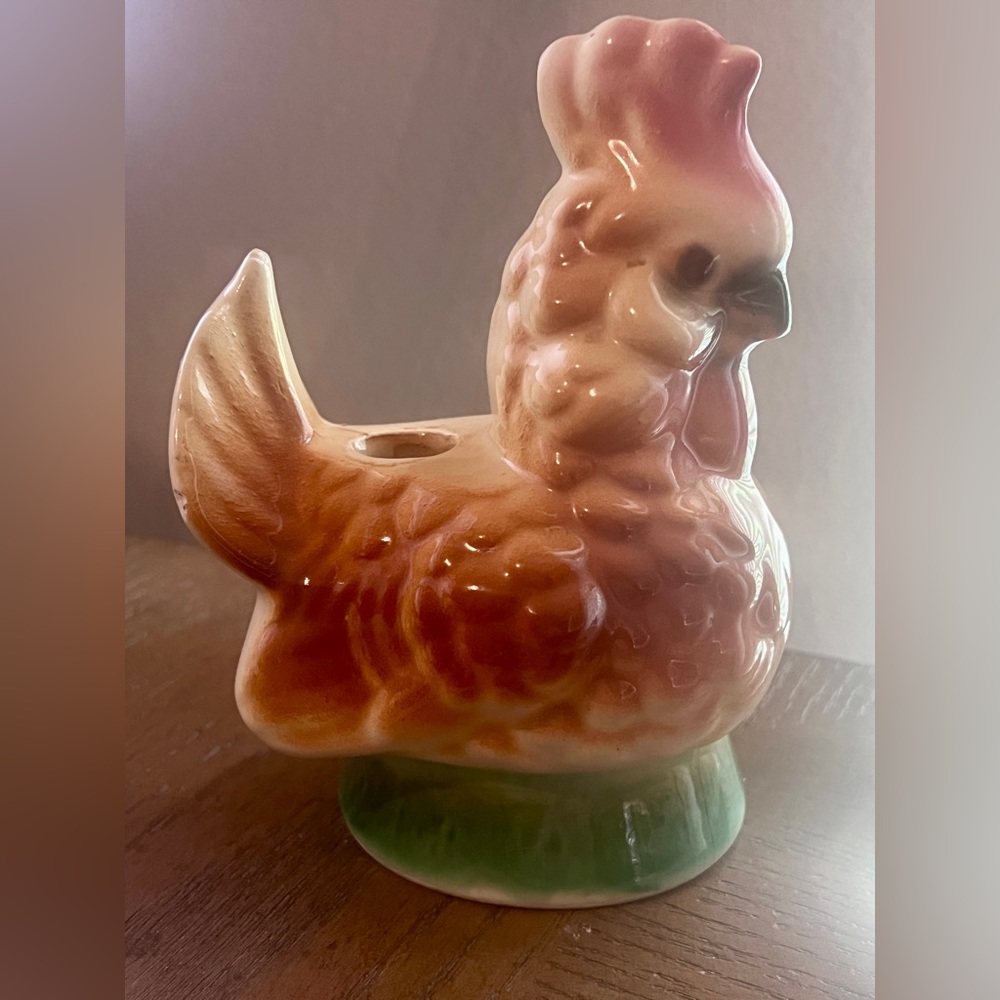 Vintage rooster thread spool holder for sewing